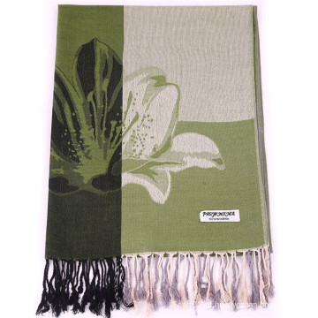 Cachecol feminino de flor de inverno Pashmina de moda com jacquard